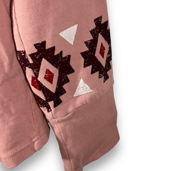 Ariat Pink Henley Long Sleeve Pullover Top Western Southwest Cuff M - Picture 6 of 10